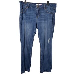 Cabi Jeans Slim Boyfriend Distressed Blue Denim Size 10 Womens Whiskered
